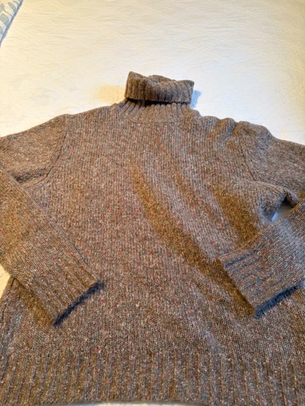 VTG Y2K LL Bean Marled Turtleneck Sweater Womens Large Brown Flecked Wool Blend - Picture 7 of 10